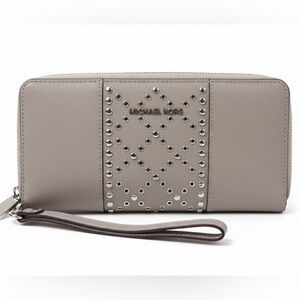 Michael Kors Continental Wallet Wristlet Studded Grey